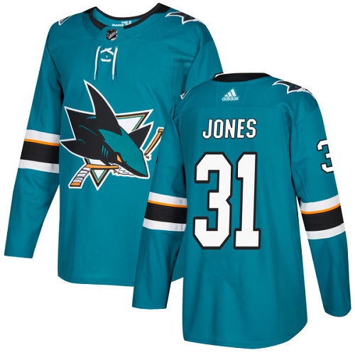 Adidas Men San Jose Sharks #31 Martin Jones Teal Home Authentic Stitched NHL Jersey